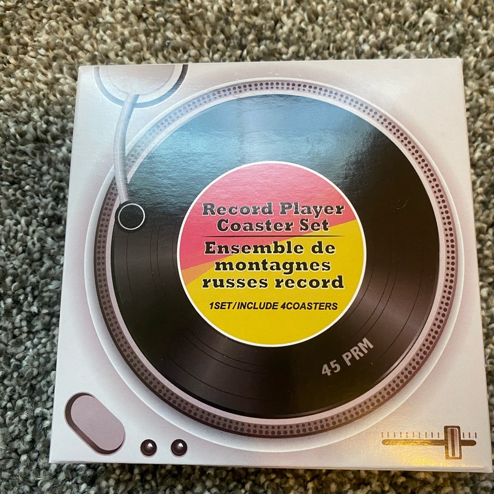 Retro Vinyl Coaster Set - Black and Yellow